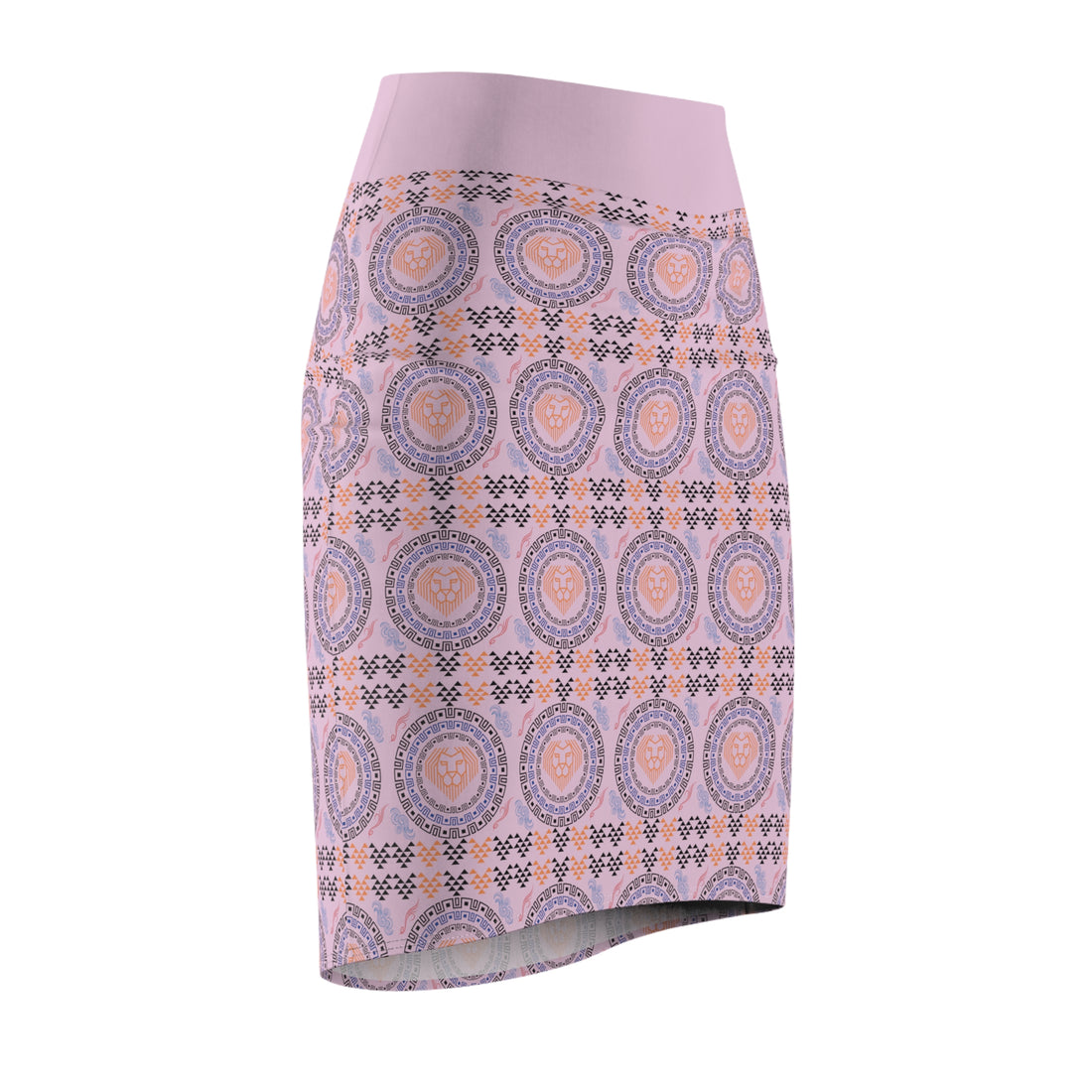 Lilac Geo Lion Head Pencil Skirt