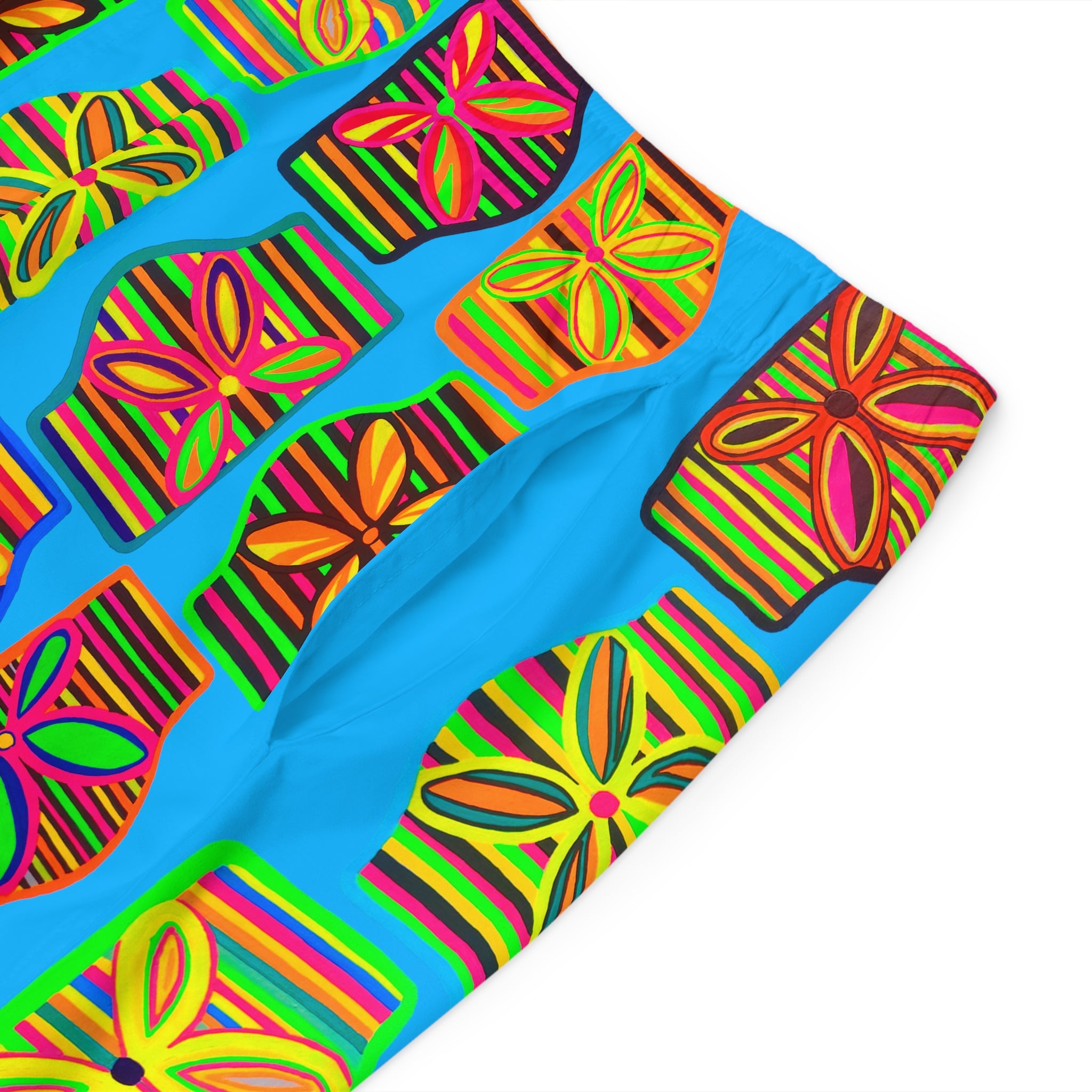 Aqua Deco Print Men's Board Shorts (AOP)
