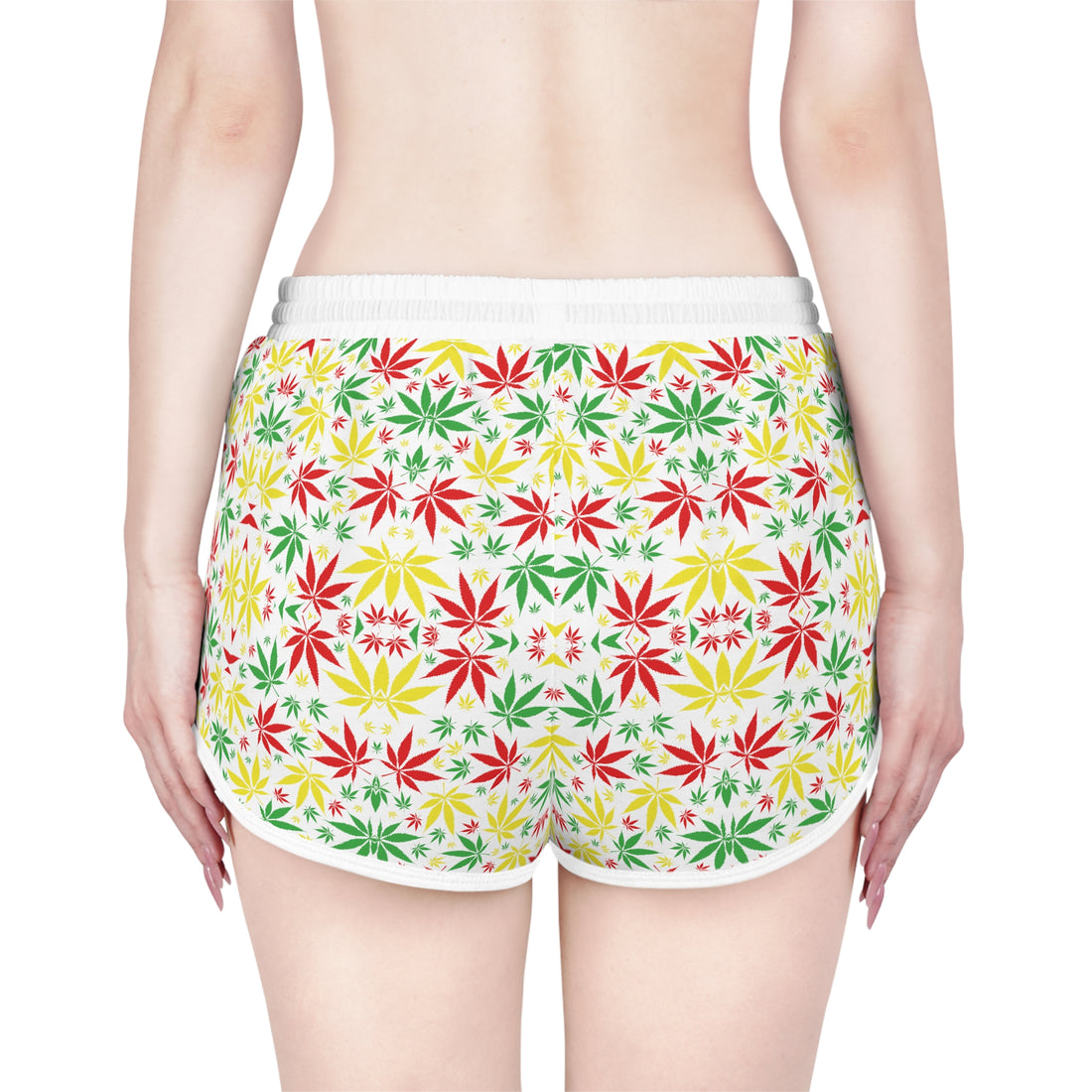 White Tropical Rasta Toned Relaxed Gym Shorts