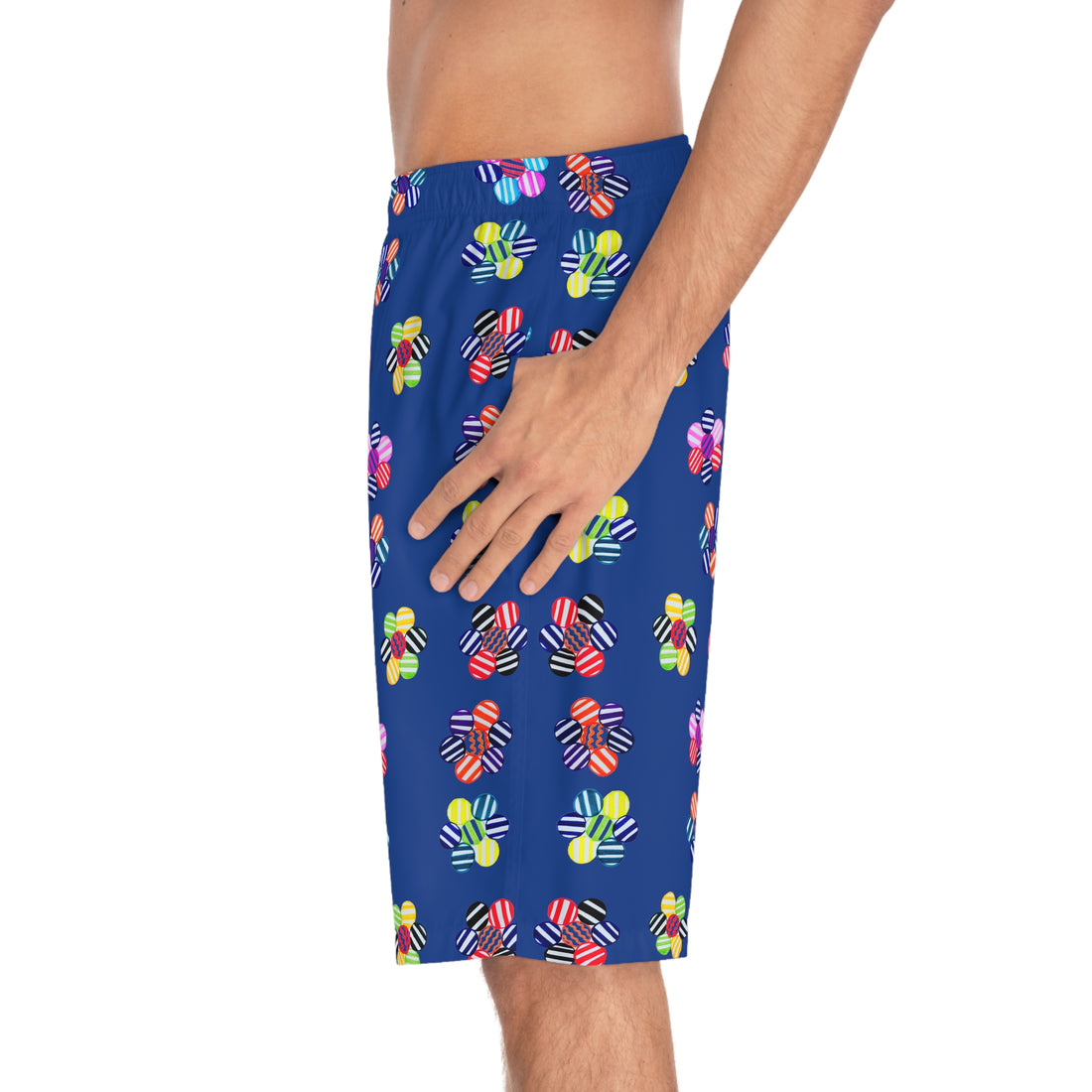 Royal Ble Geo Candy Floral Men's Board Shorts (AOP)