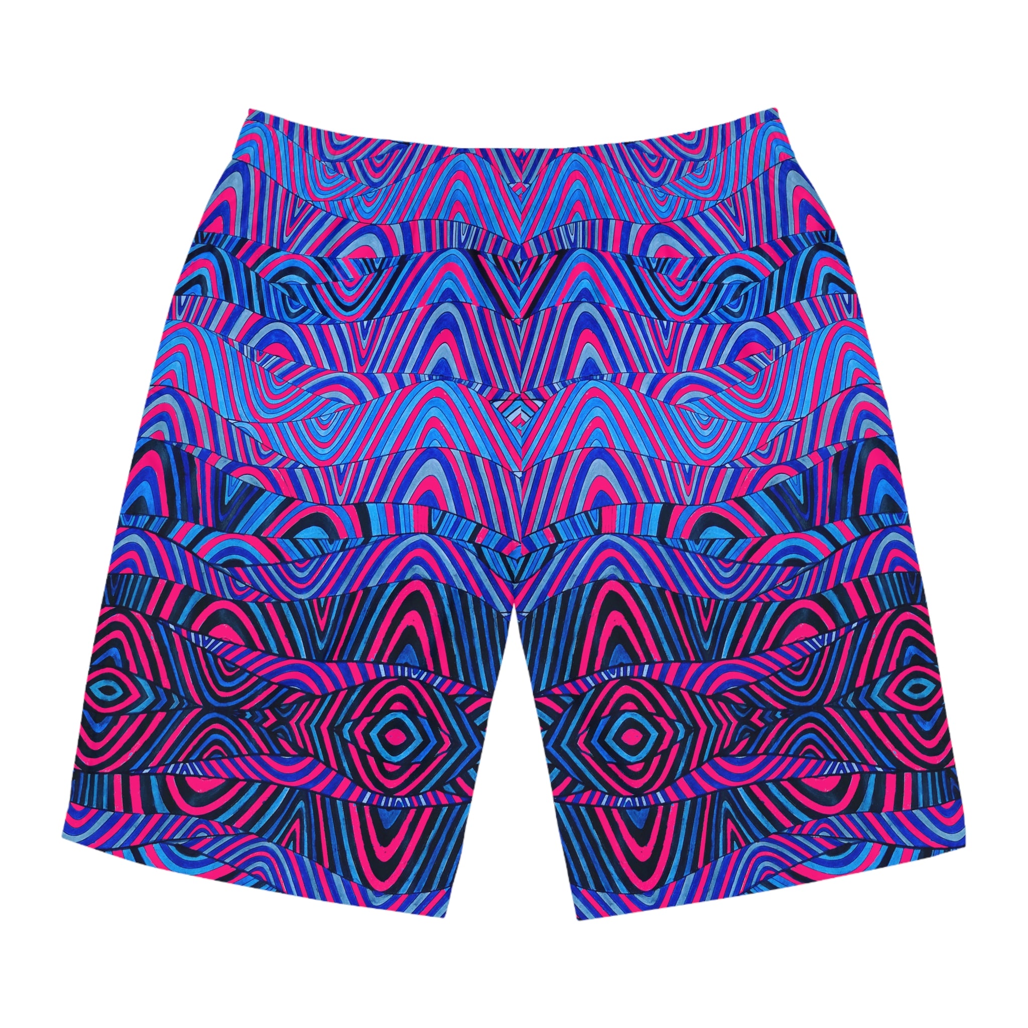 Hot Pink Sonic Print Men's Board Shorts (AOP)