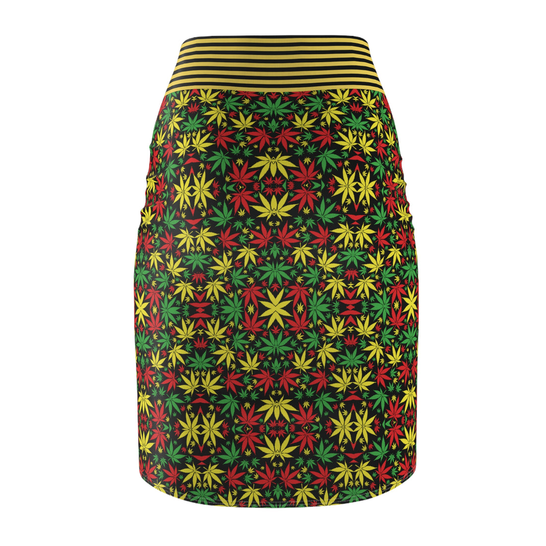 Black Tropical Rasta Toned Pencil Skirt