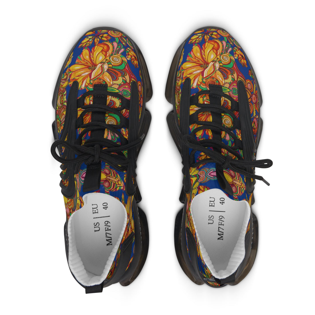 Royal Blue Artsy Floral OTT Women's Mesh Knit Sneakers