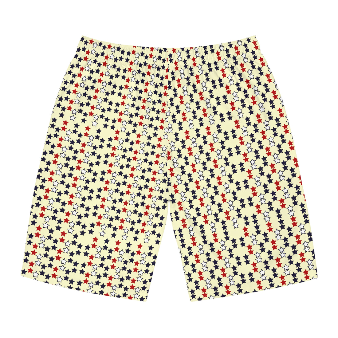 cream star print board shorts for men