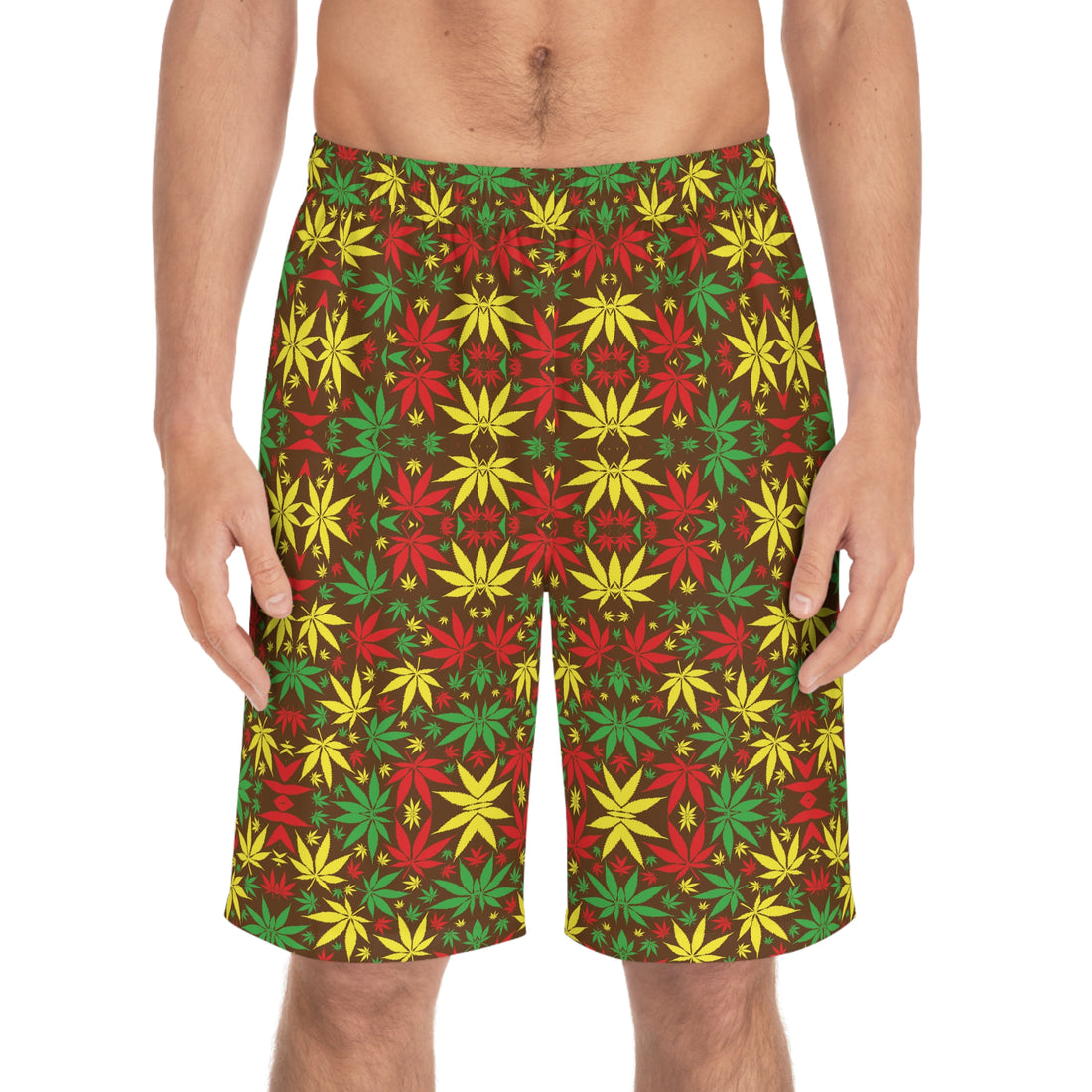 Brown Rasta Toned Men's Board Shorts (AOP)