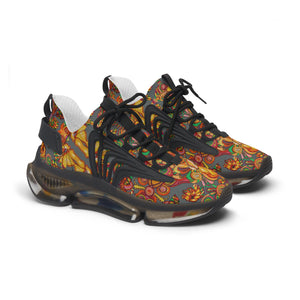 women's ash grey floral print mesh knit sneakers 
