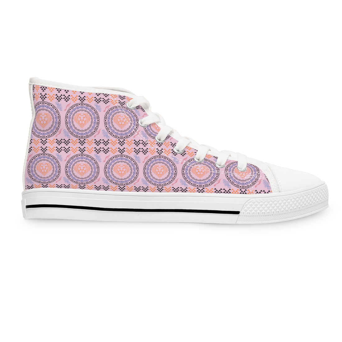 Lilac Geo Lion Head Women's High Top Sneakers