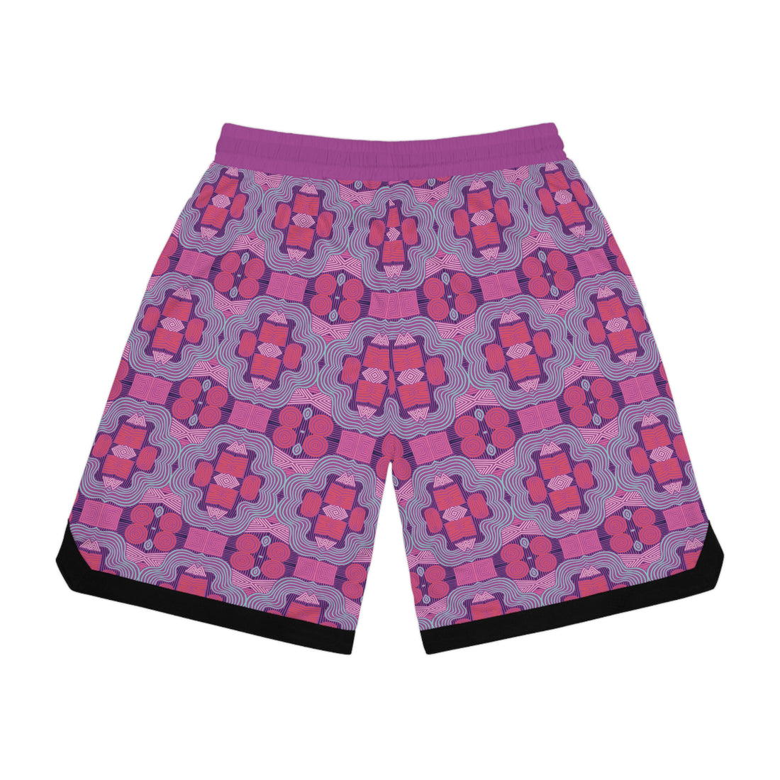 lilac Bloom Geometric Print Basketball Rib Shorts (AOP)