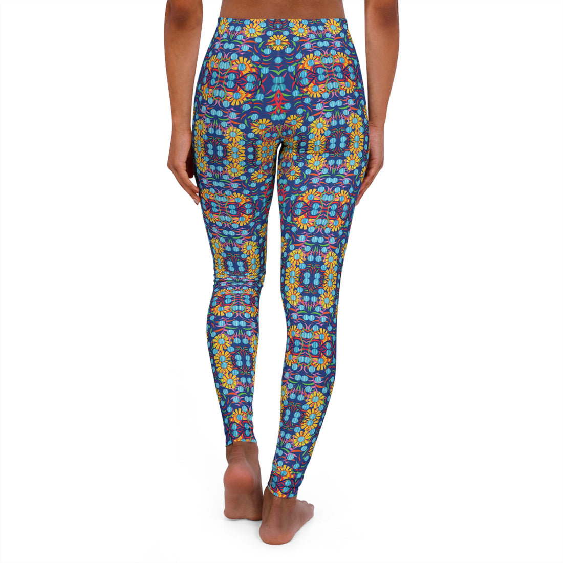 Blue Sunflower Spandex Leggings