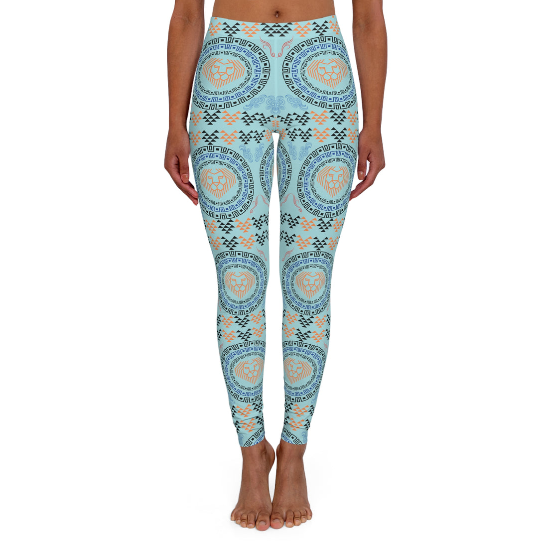 Icy Blue lion head Spandex Leggings