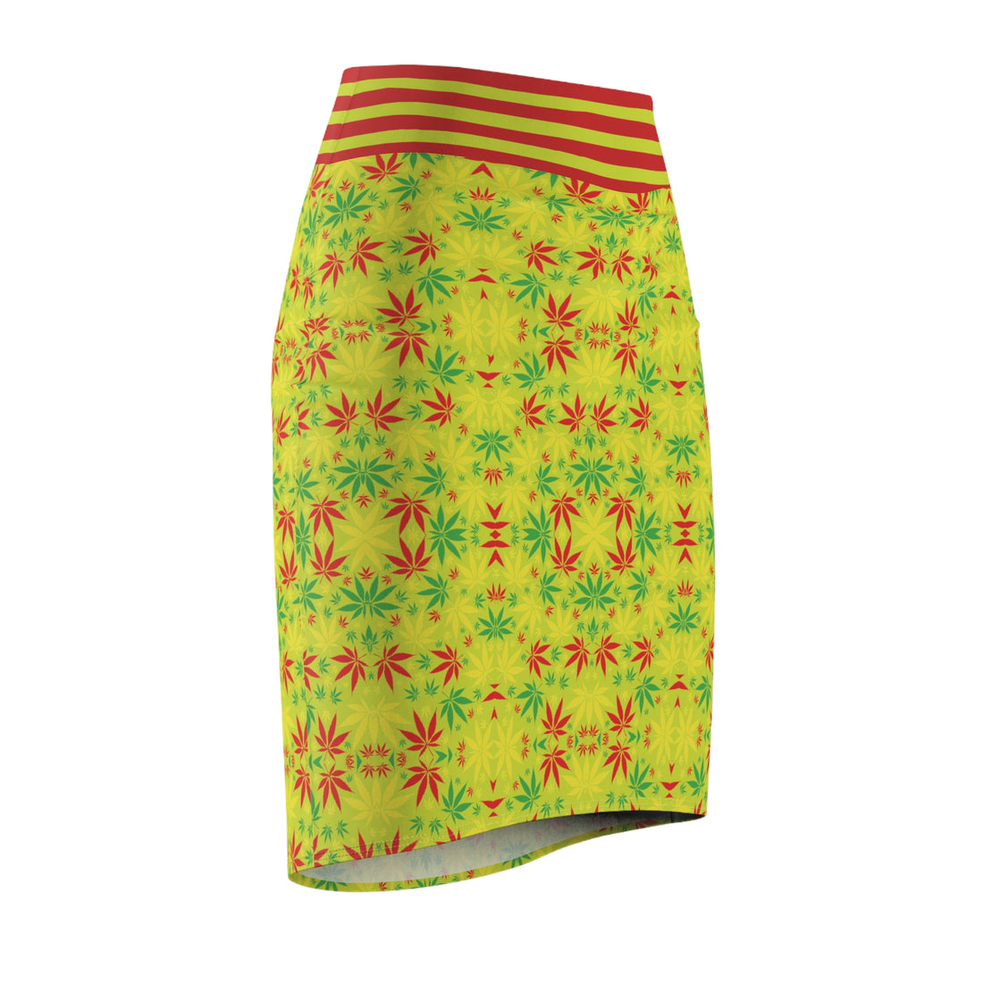 Lime Tropical Rasta Toned Pencil Skirt