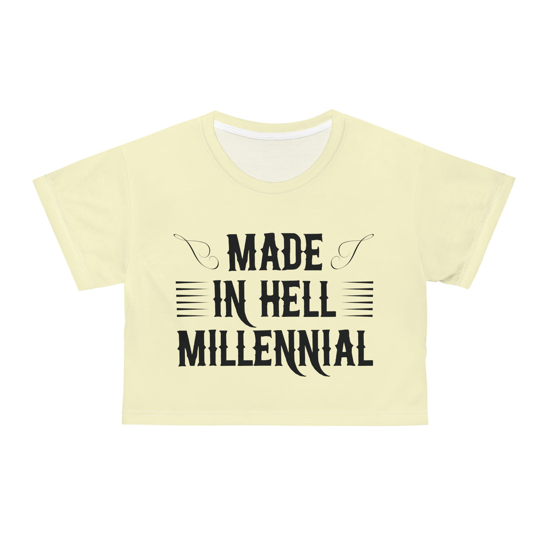 Cream Millennial AOP Crop Tee