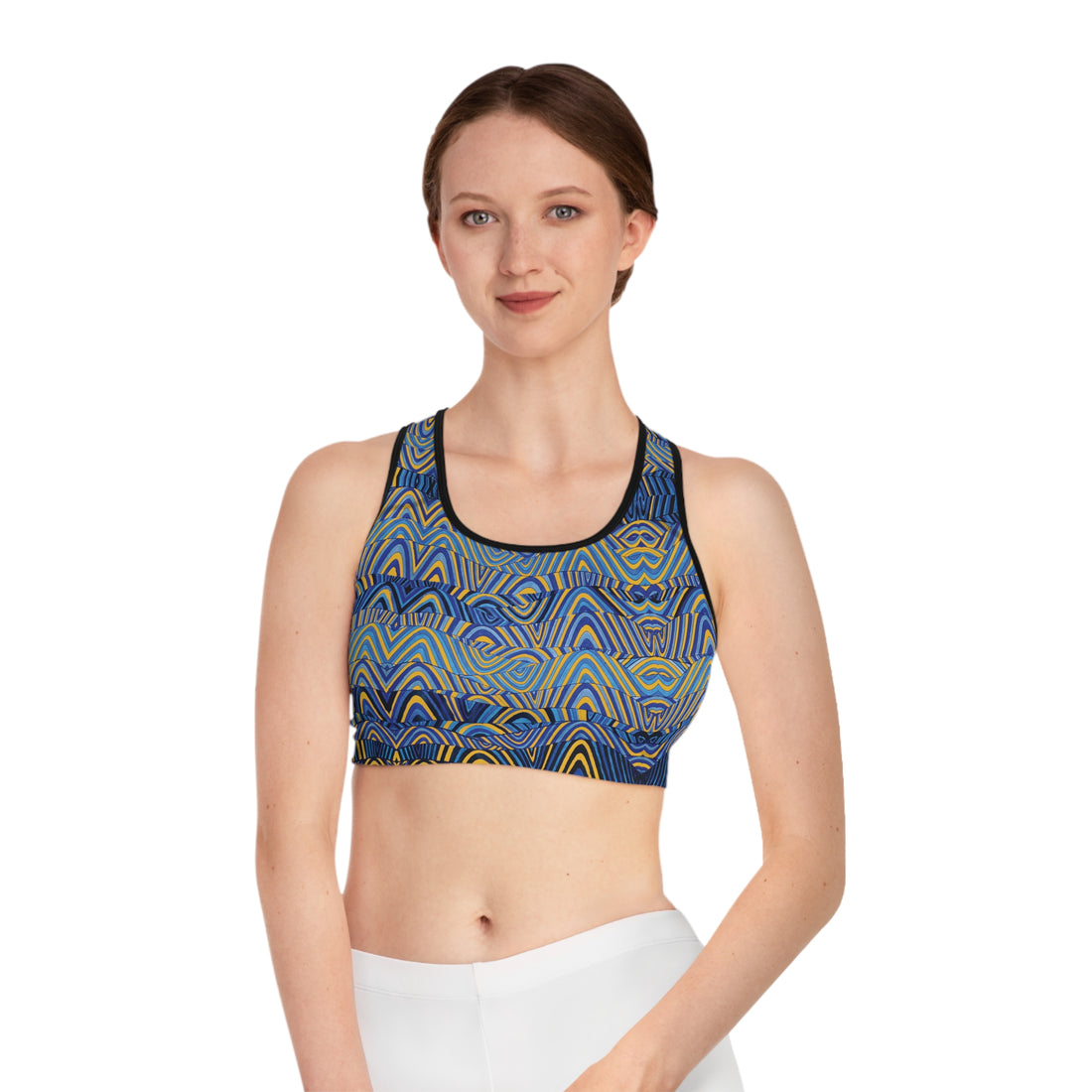 Yellow Sonic (AOP) Racerback Sports Bra