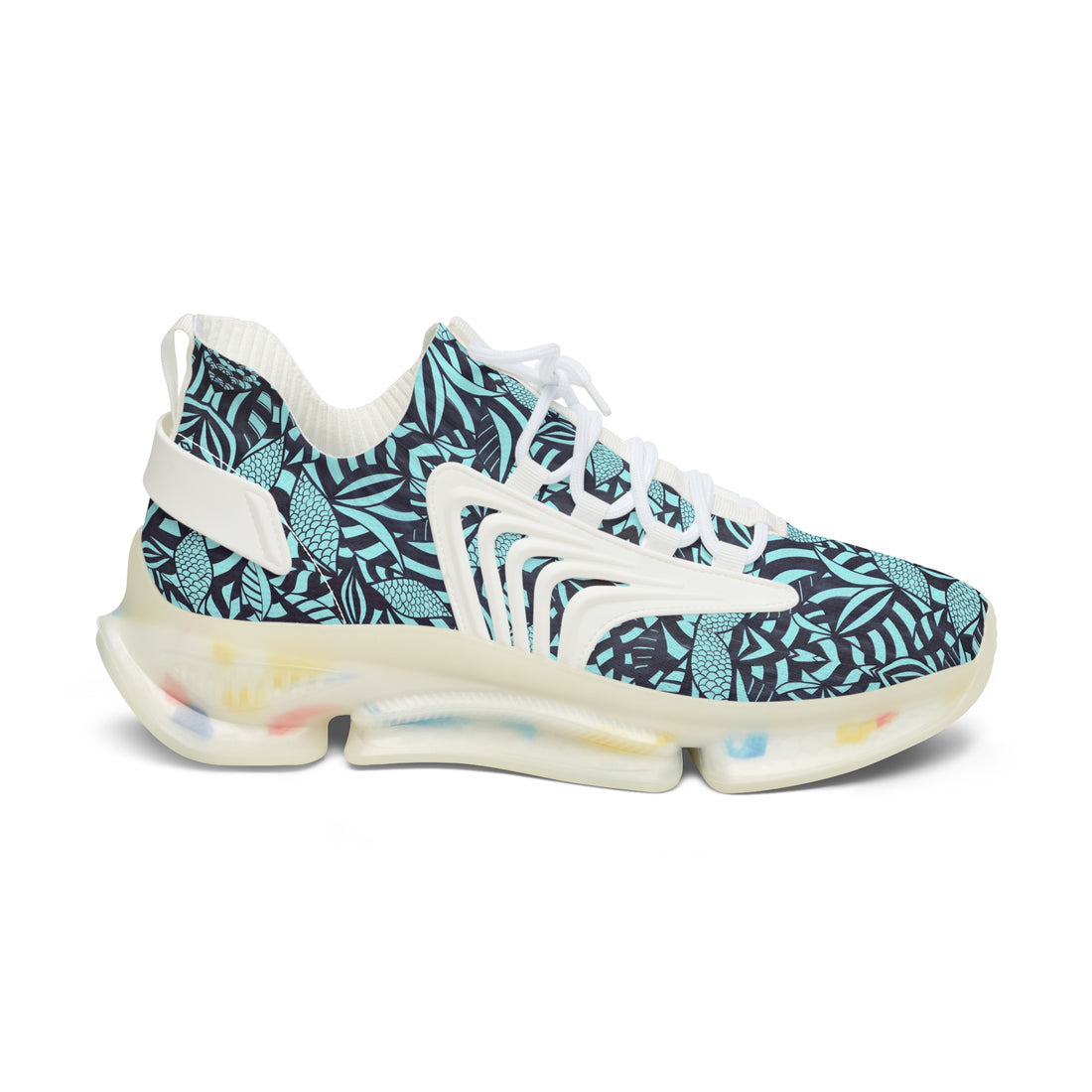 Icy Blue Tropical Minimalist OTT Women's Mesh Knit Sneakers