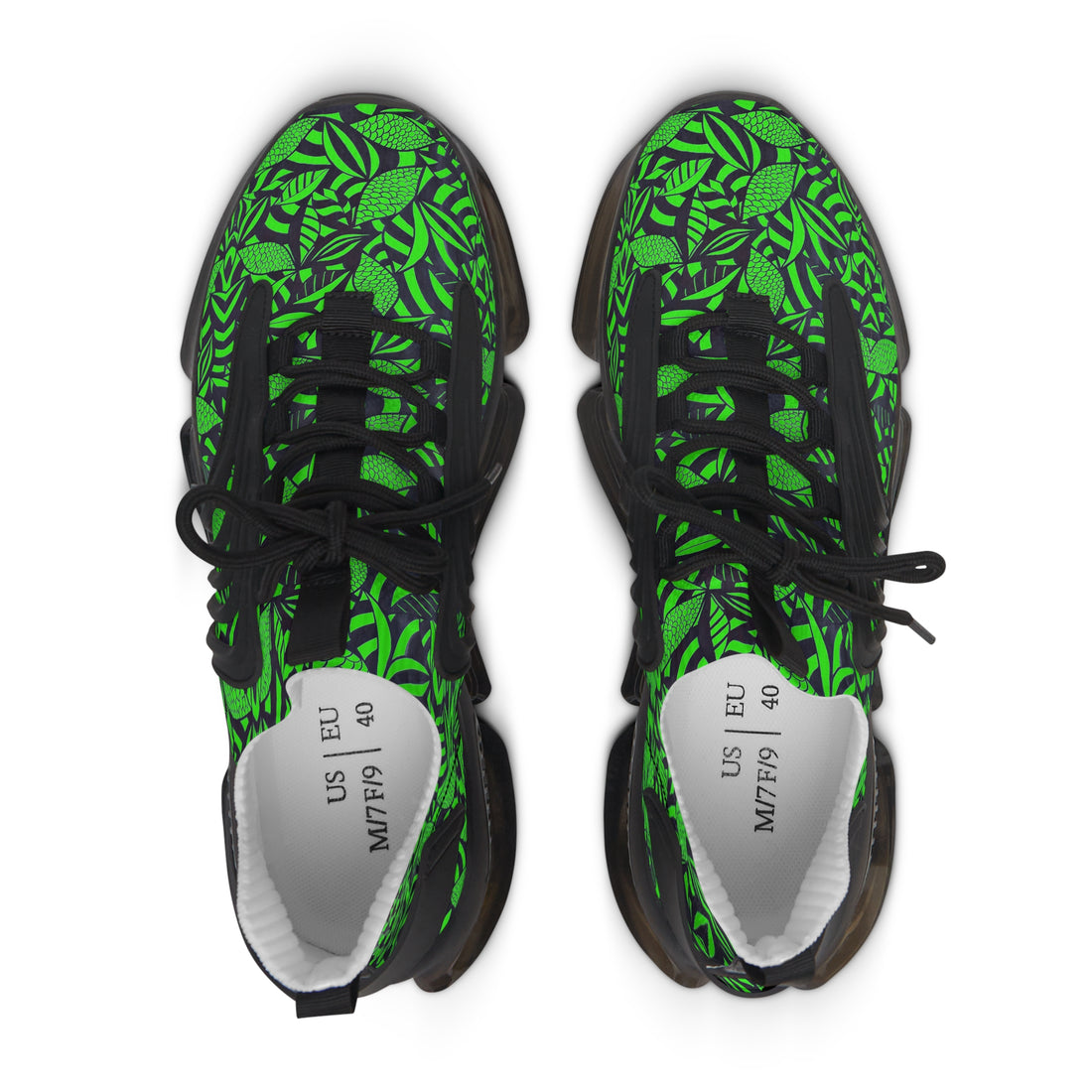 Neon Green Tropical Minimalist OTT Women's Mesh Knit Sneakers