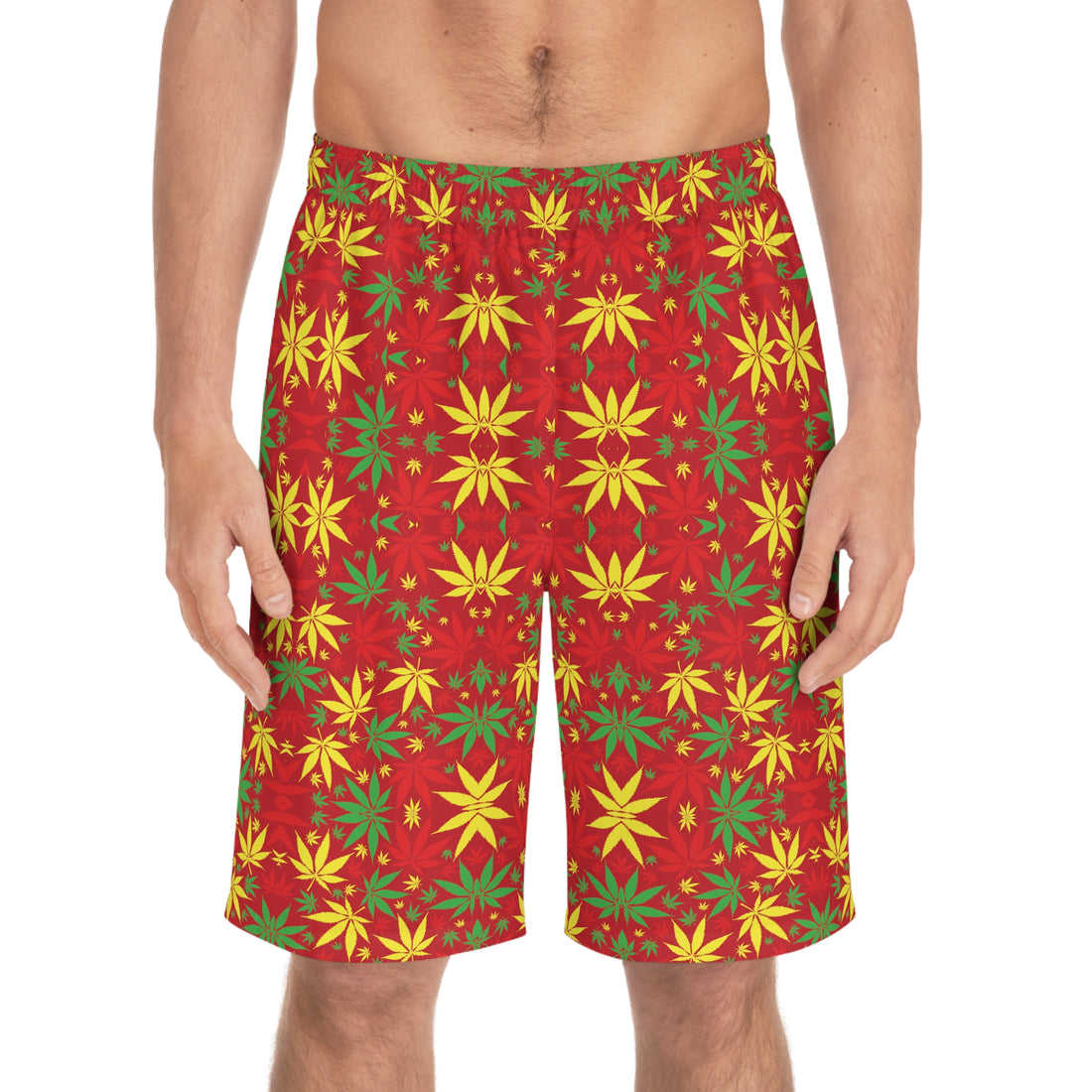 Red Rasta Toned Men's Board Shorts (AOP)