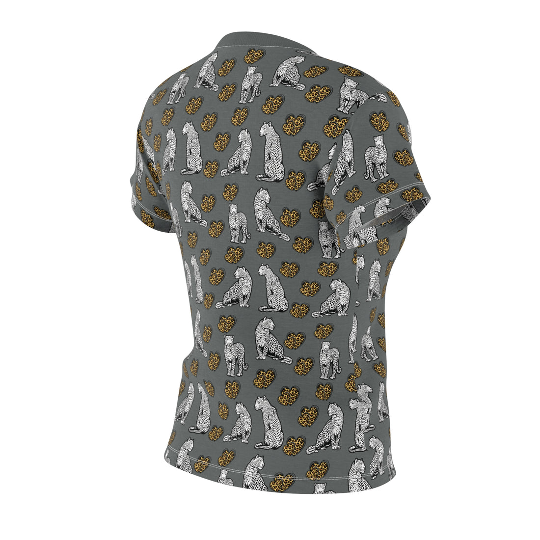 Ash Cheetah Hearts AOP Women's Cap Sleeves T-shirt