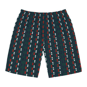 Bottle Green Star Print Men's Board Shorts (AOP)