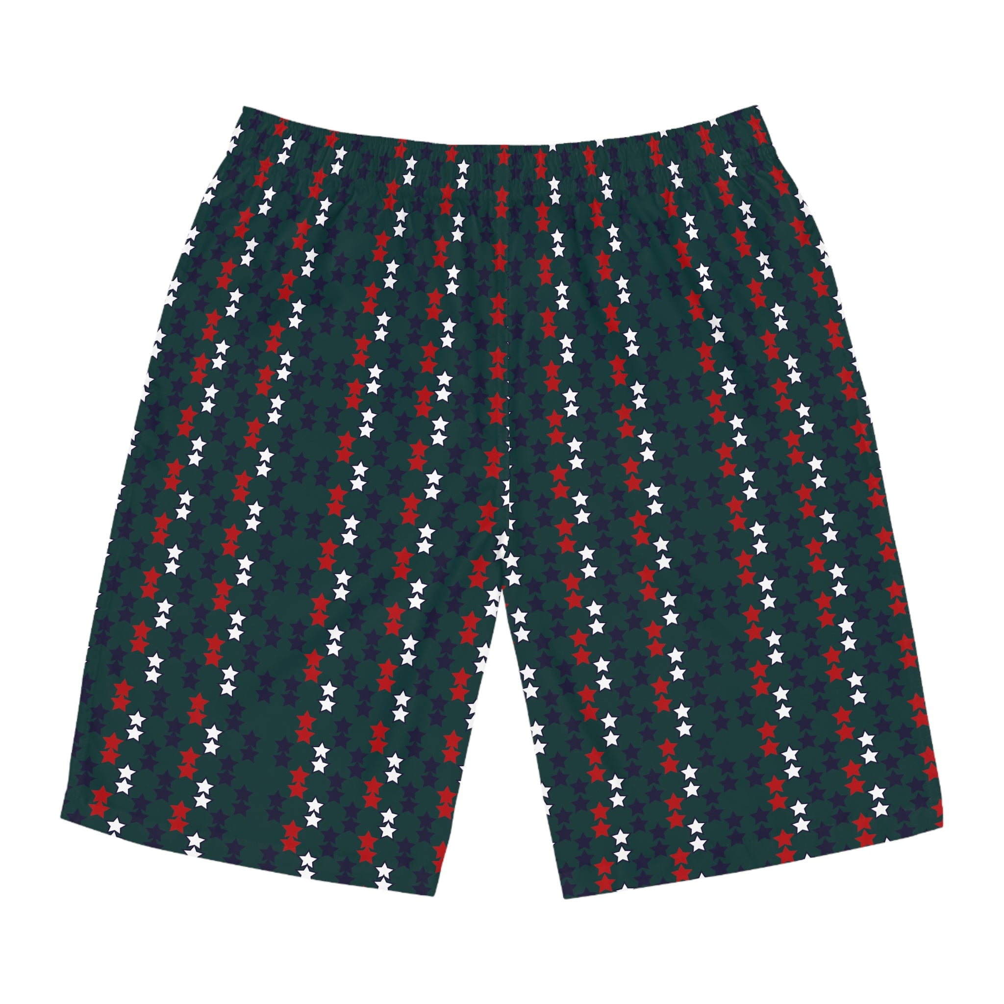Bottle Green Star Print Men's Board Shorts (AOP)