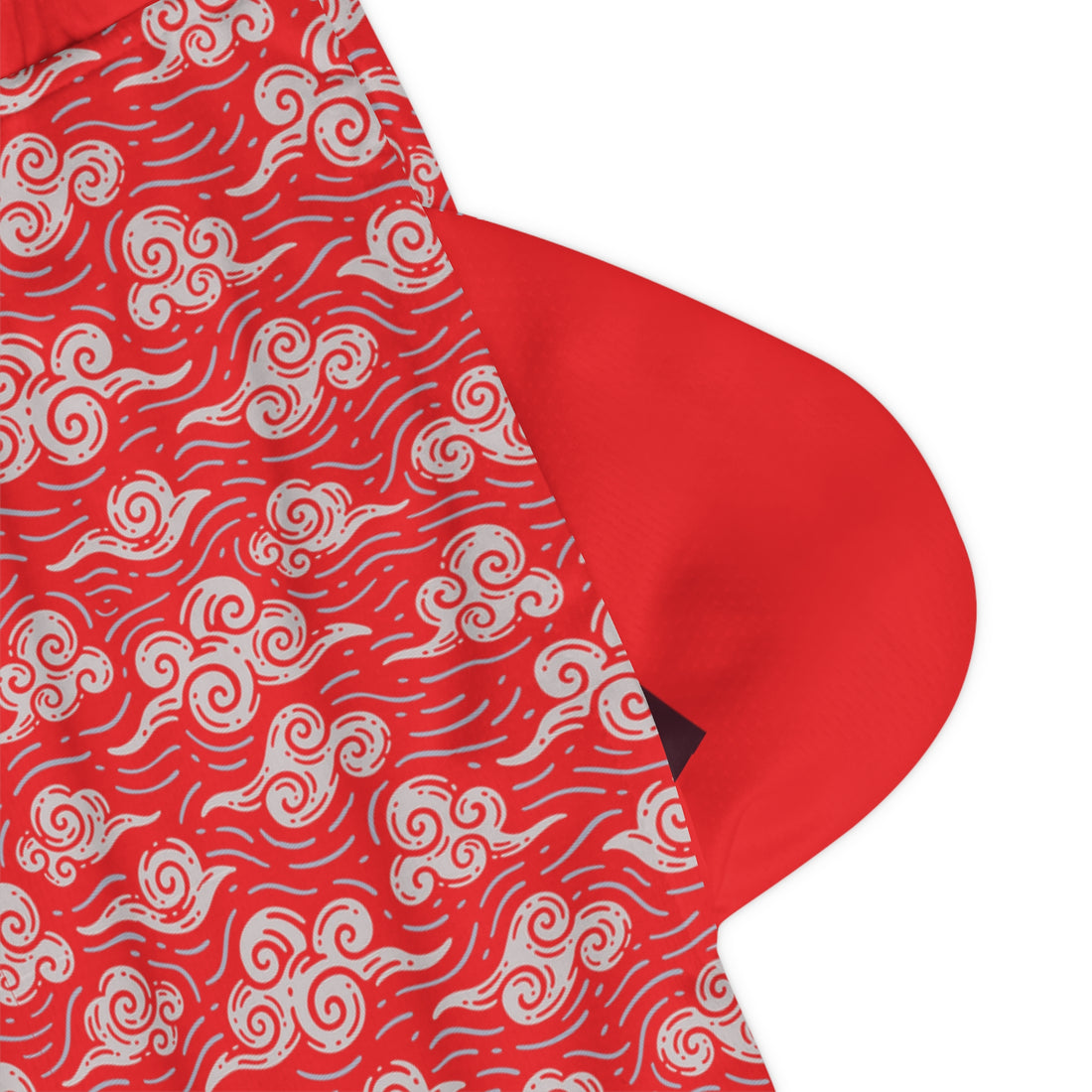 Red Oriental Clouds Basketball Rib Shorts (AOP)