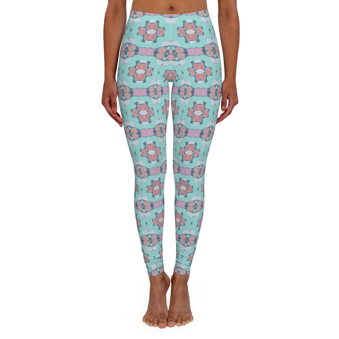 Icy Geometric Print Spandex Leggings