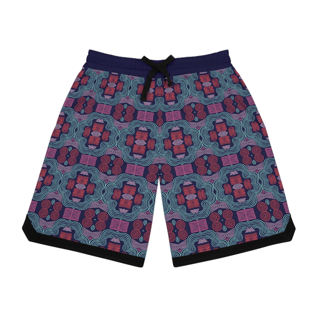 Ink Geometric Print Basketball Rib Shorts (AOP)