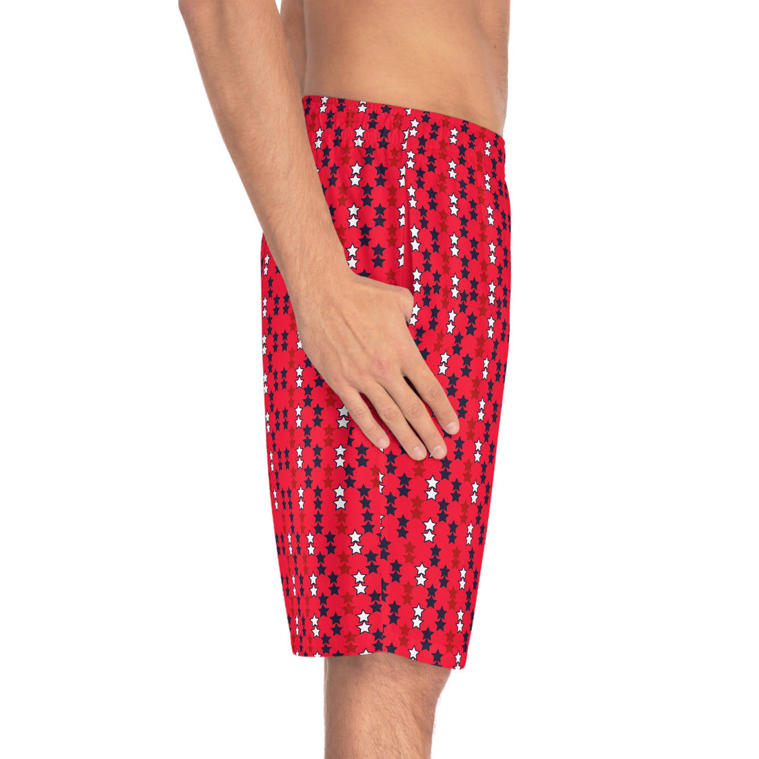 Red Star Print Men's Board Shorts (AOP)