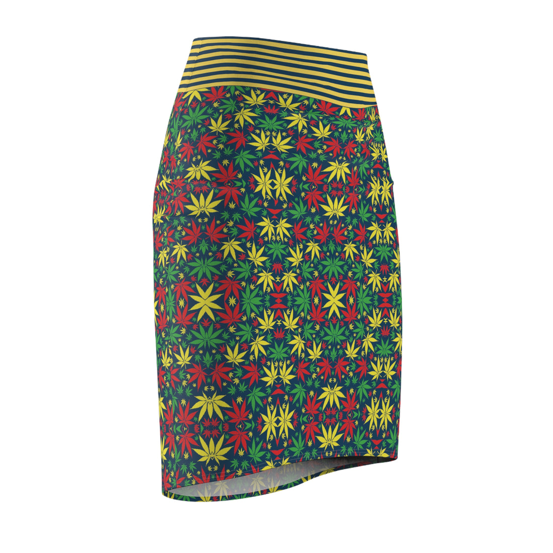 Blue Tropical Rasta Toned Pencil Skirt