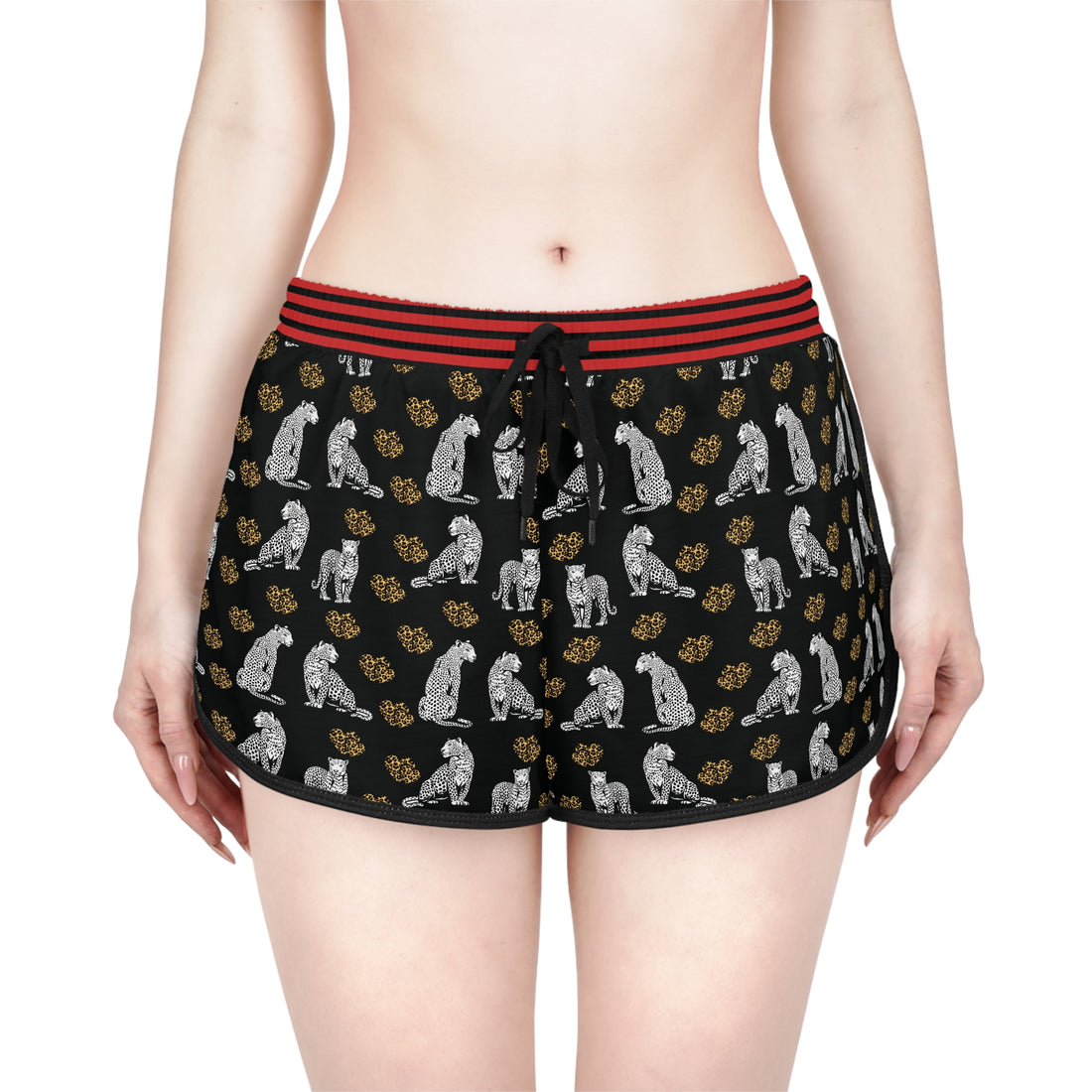 Black Cheetah Hearts Relaxed Shorts