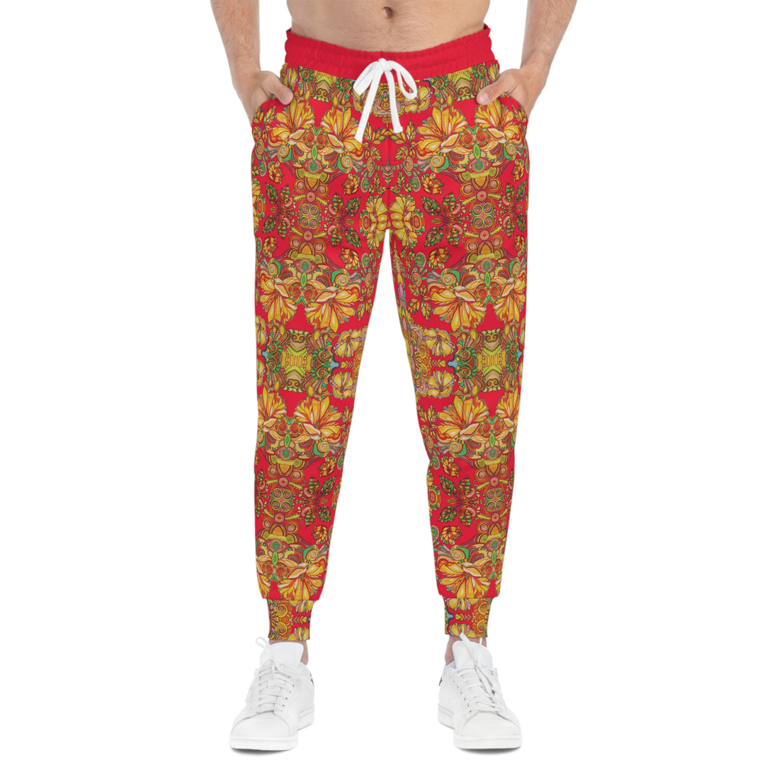 Red AOP Artsy Floral Joggers