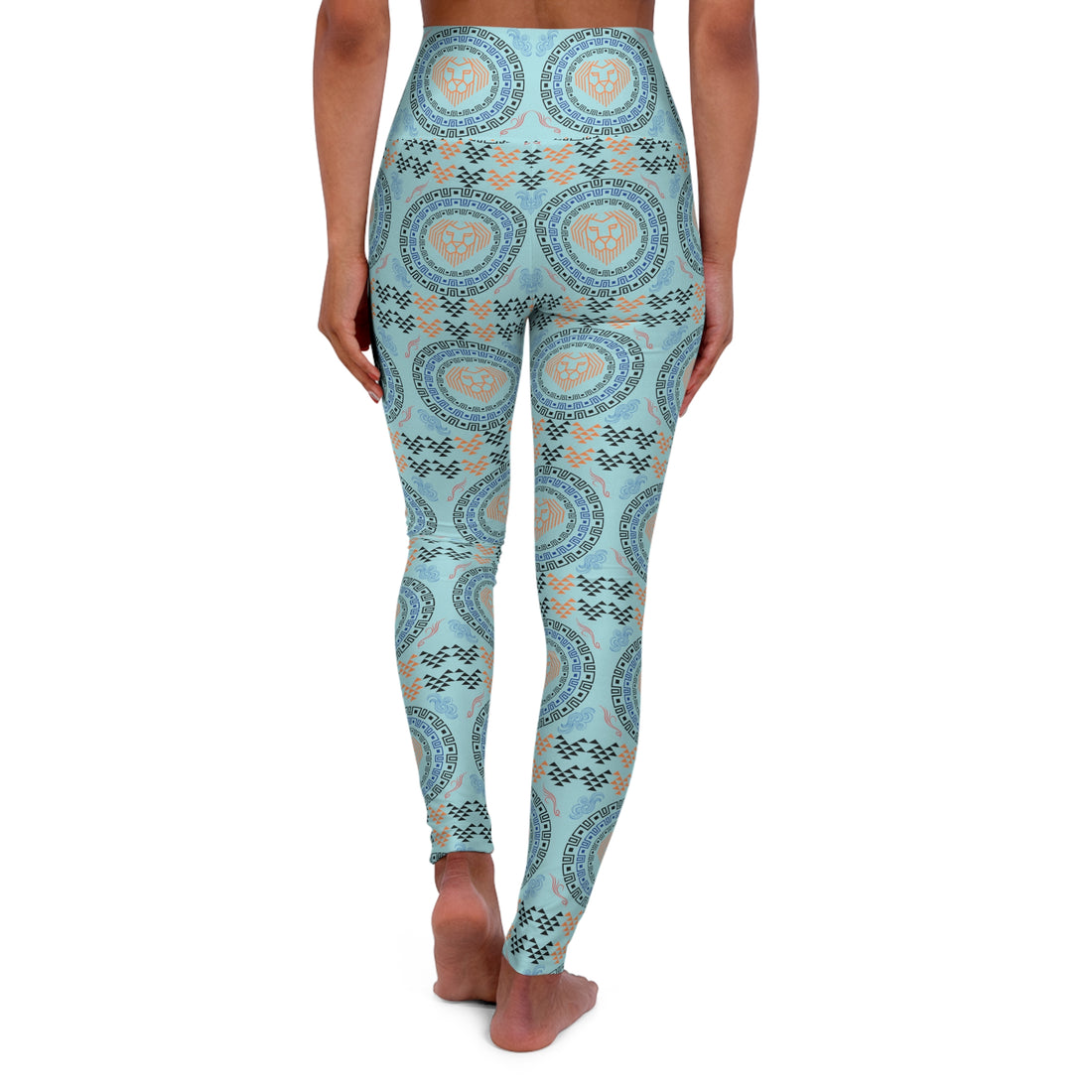 Icy Blue Lion Head Yoga Leggings