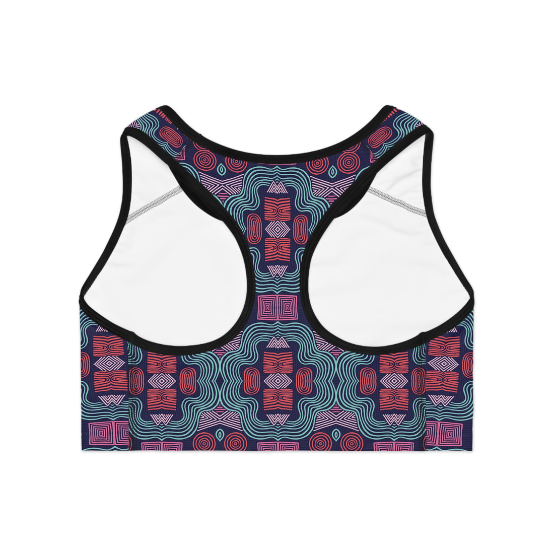 Ink Geometric Print (AOP) Racerback Sports Bra