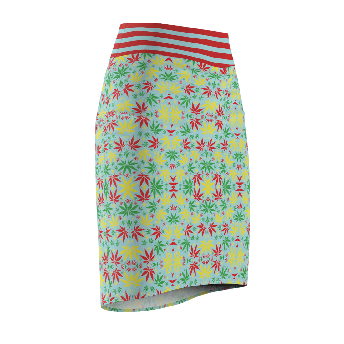 Icy Blue Tropical Rasta Toned Pencil Skirt