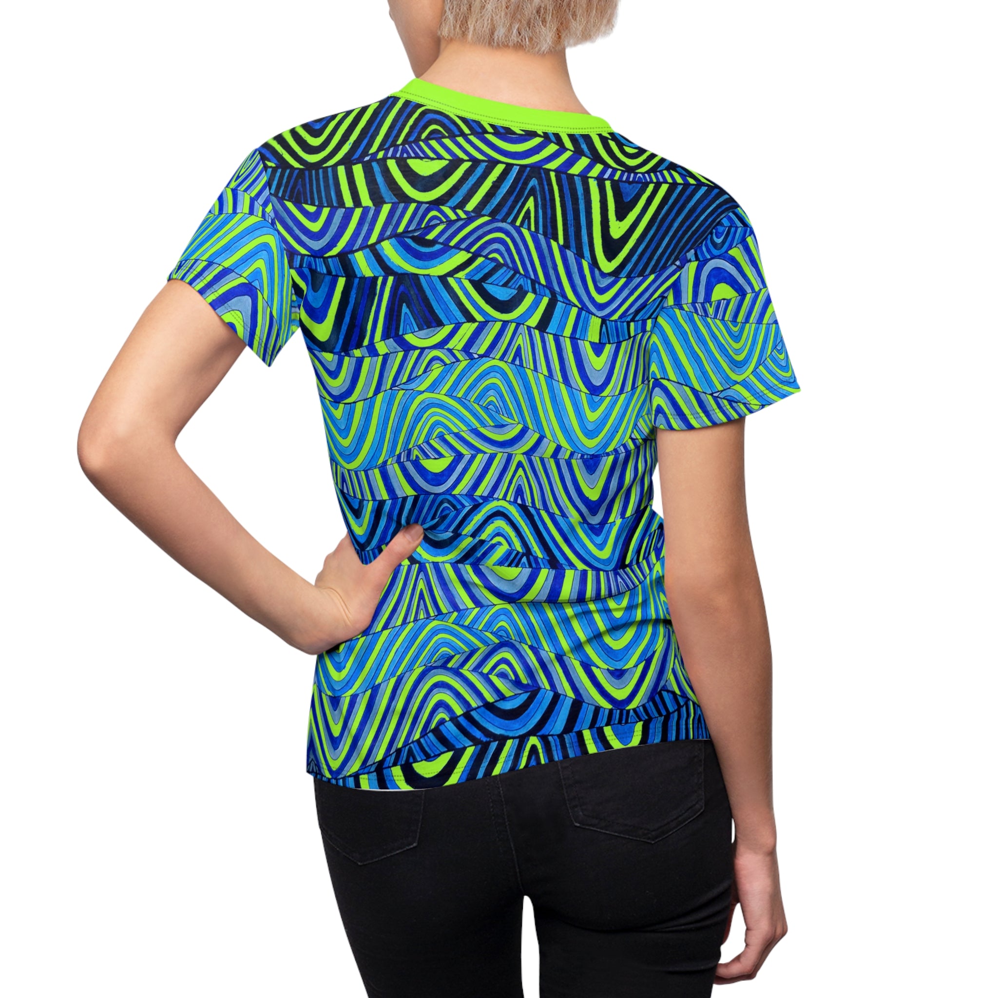 Lime Green Sonic AOP Women's Cap Sleeves T-shirt