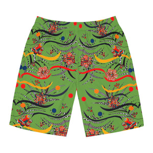 Olive Wilderness Print Men's Board Shorts (AOP)