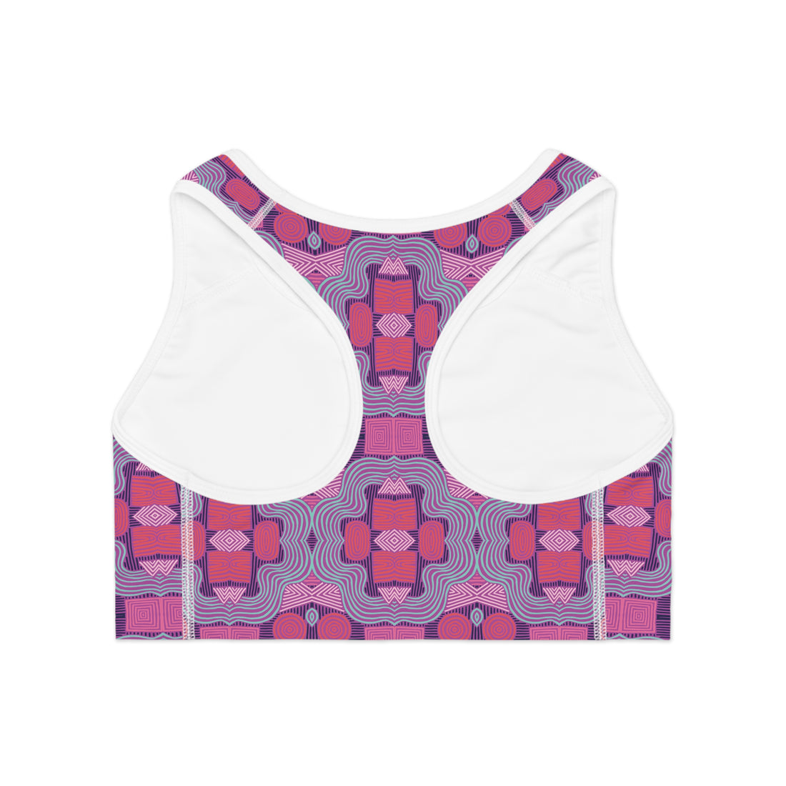 Lilac Bloom Geometric Print (AOP) Racerback Sports Bra