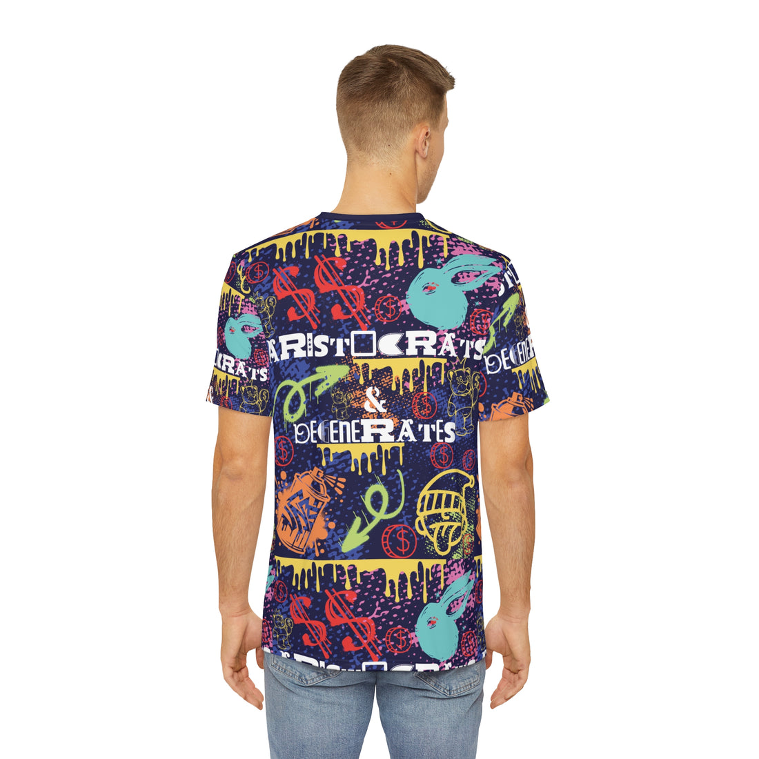 Navy Graphic Polar Men's Polyester Tee (AOP)