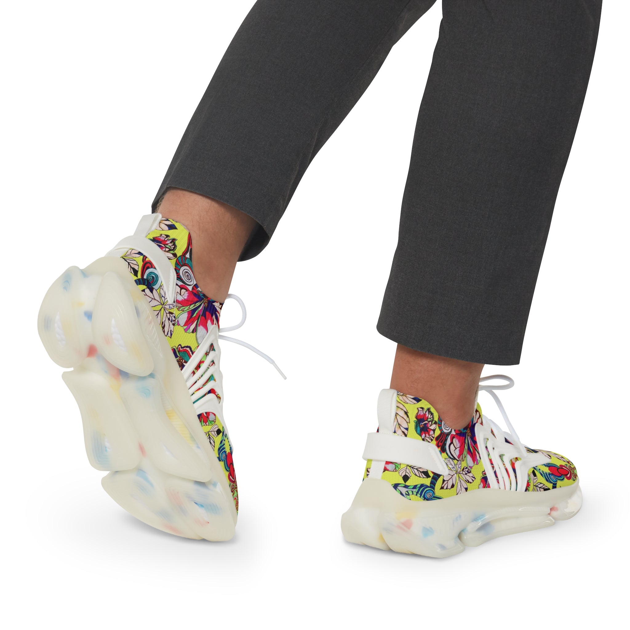 Canary Floral Pop OTT Men's Mesh Knit Sneakers