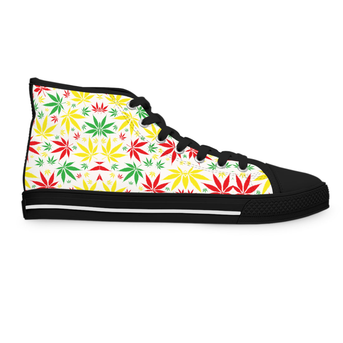 White Tropical Rasta Toned Women's High Top Sneakers