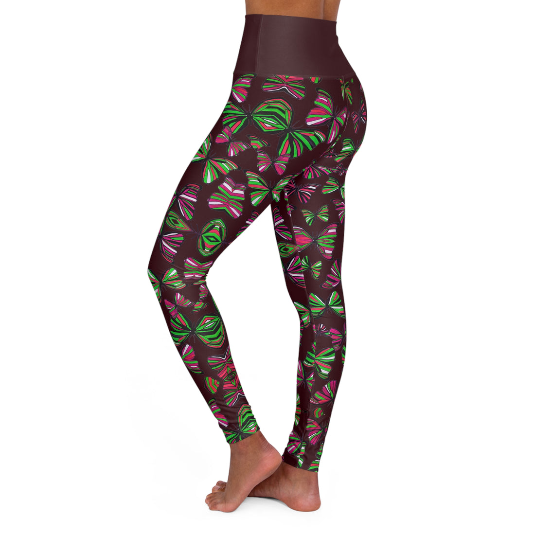 Brown Butterfly Kaleidoscope Yoga Leggings