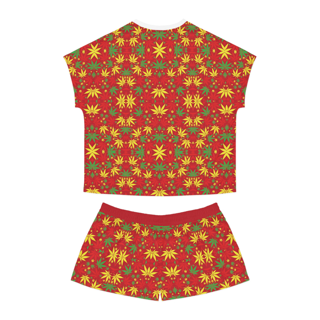 Red Tropical Rasta Toned Short Pajama Set (AOP)