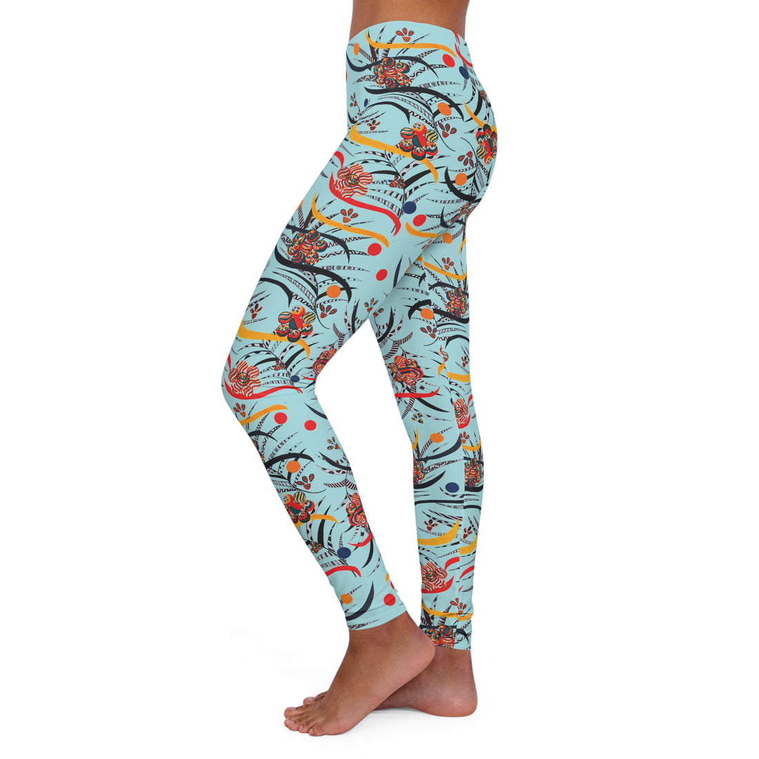 Icy Blue Wilderness Print Spandex Leggings