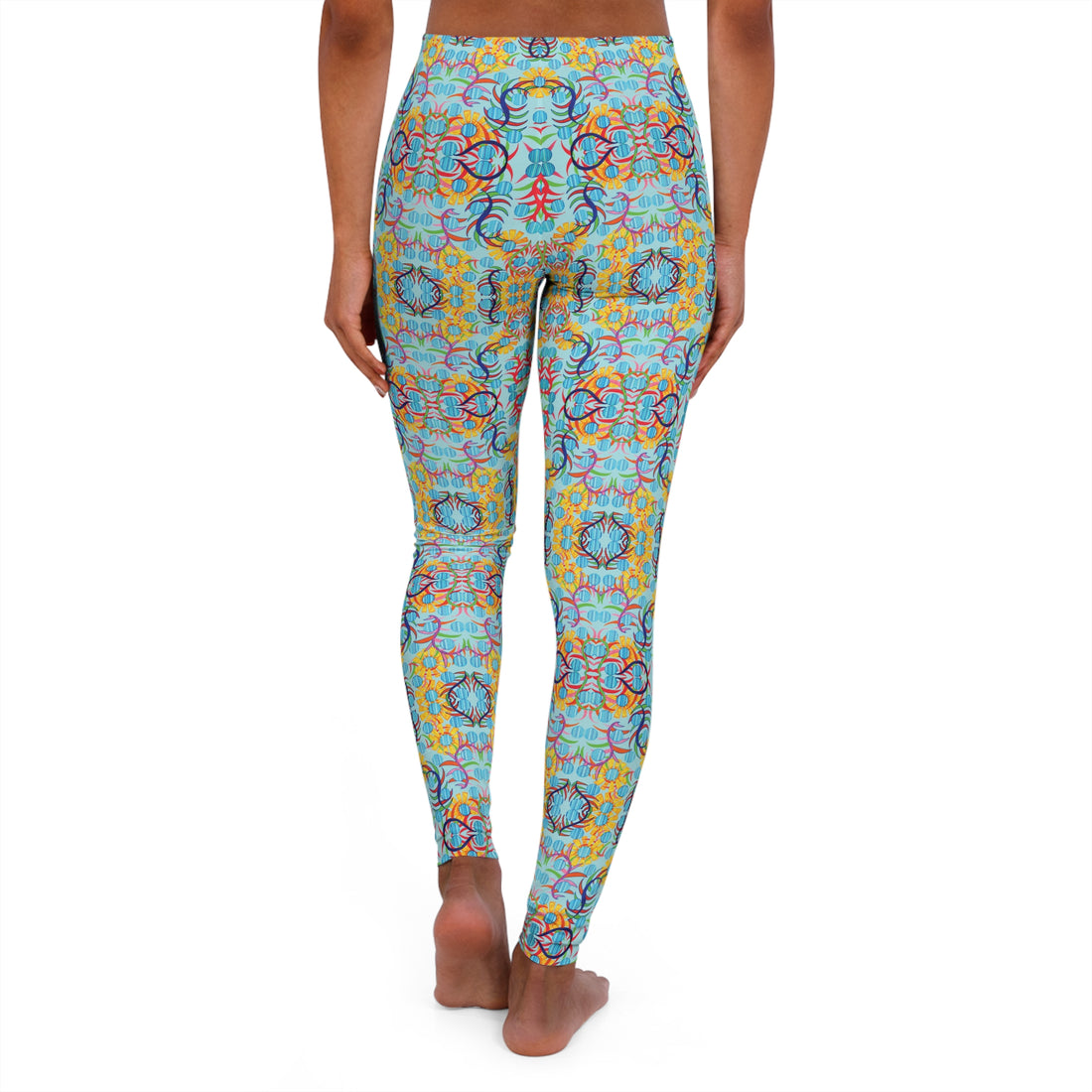 Icy Blue Sunflower Spandex Leggings