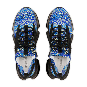 cream men's sonic waves print mesh knit sneakers