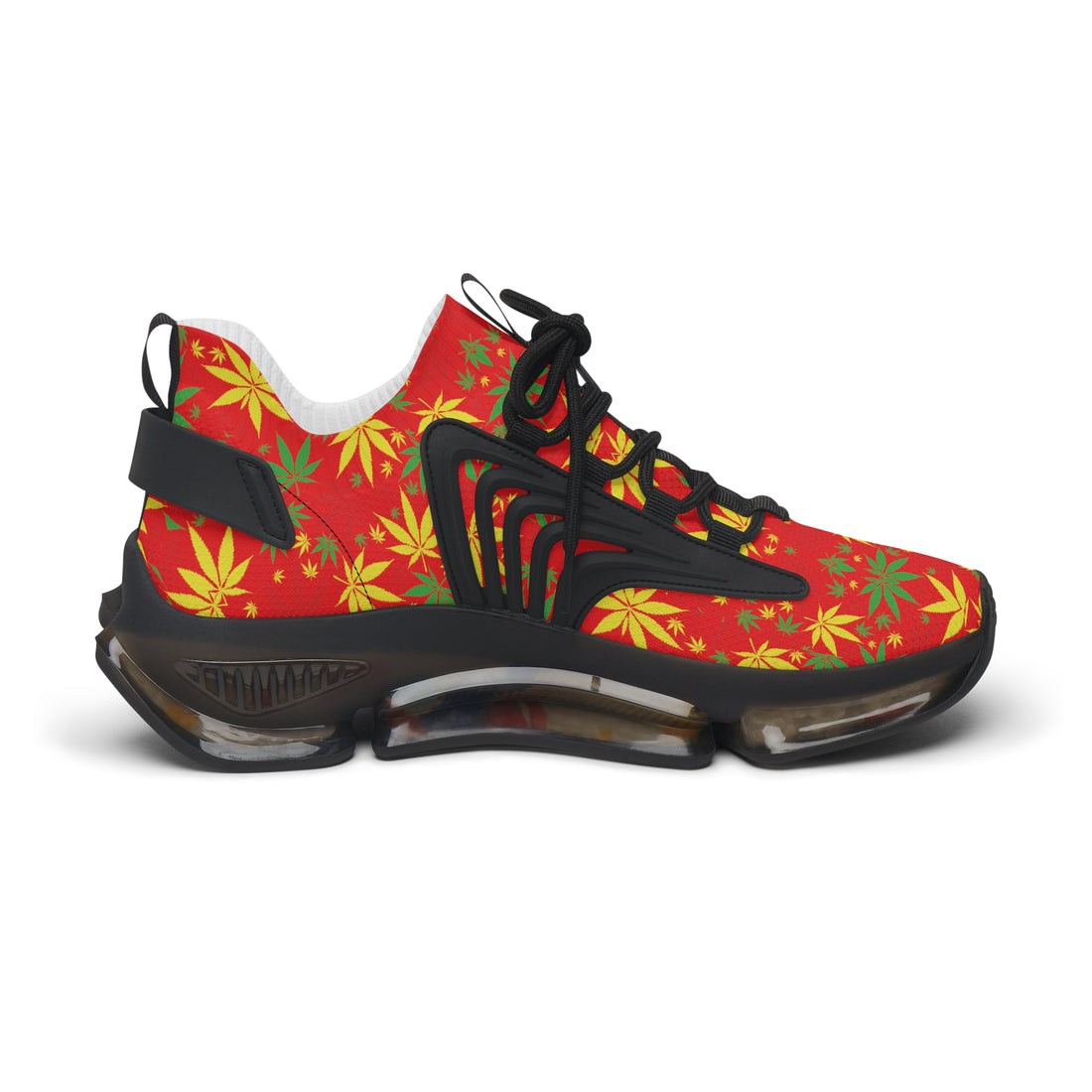 Red Tropical Rasta Toned Women's Mesh Knit Sneakers