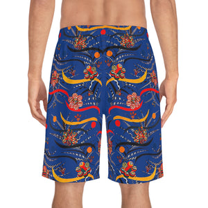 Royal Blue Wilderness Print Men's Board Shorts (AOP)
