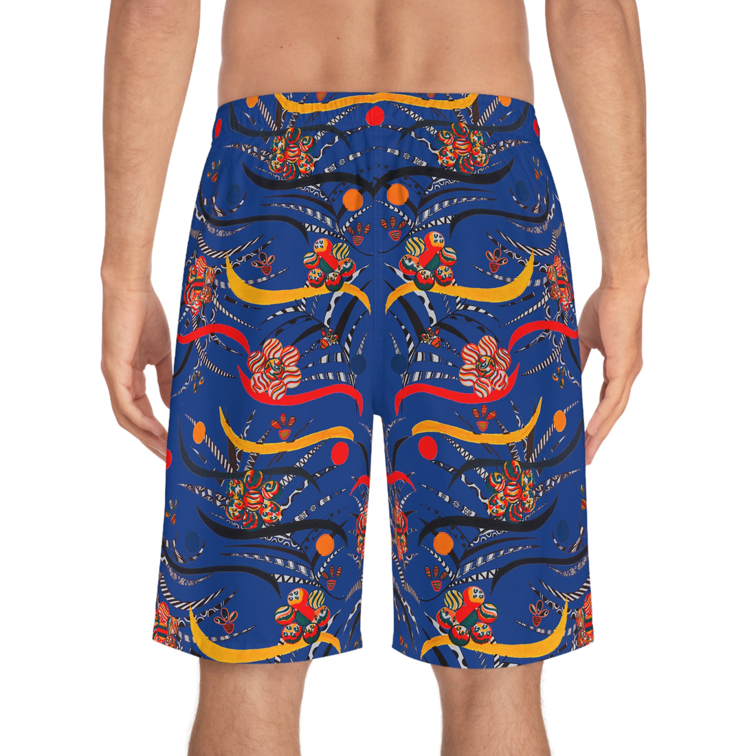 Royal Blue Wilderness Print Men's Board Shorts (AOP)