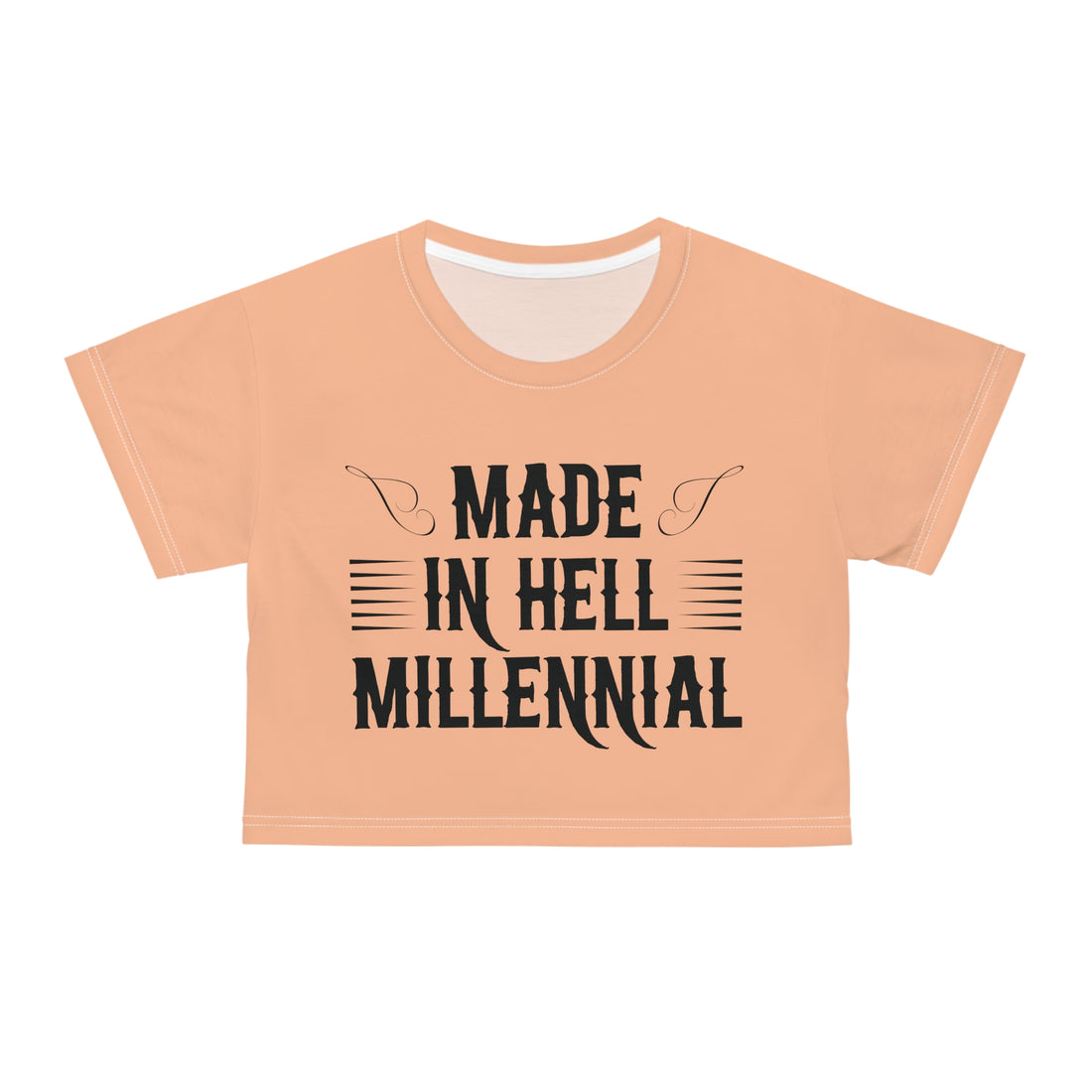 Peach Millennial AOP Crop Tee