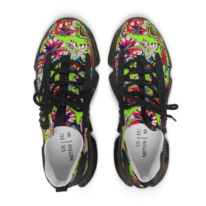 Lime Green Floral Pop OTT Women's Mesh Knit Sneakers