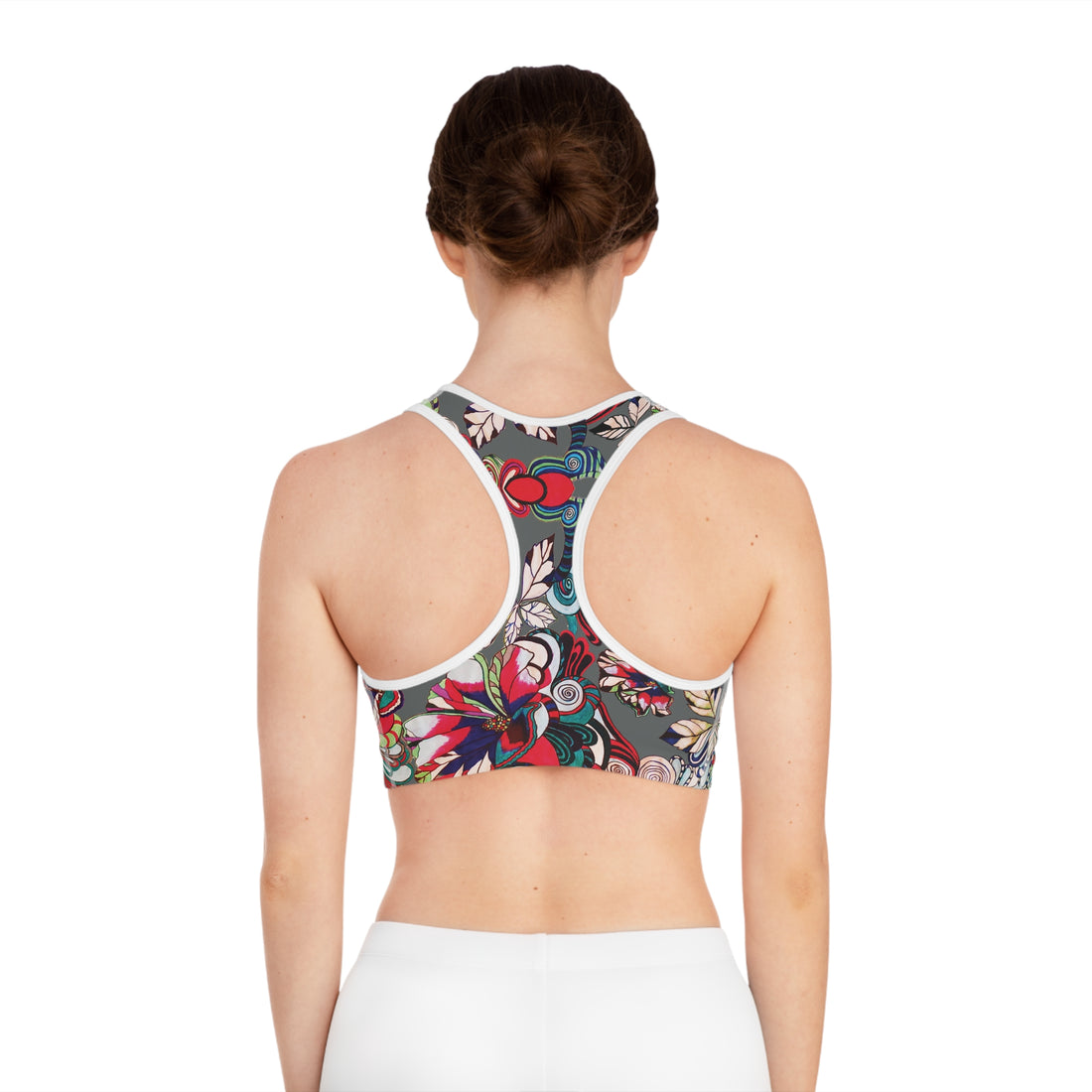 Ash Graphic Floral Pop Racer Back (AOP) Sports Bra